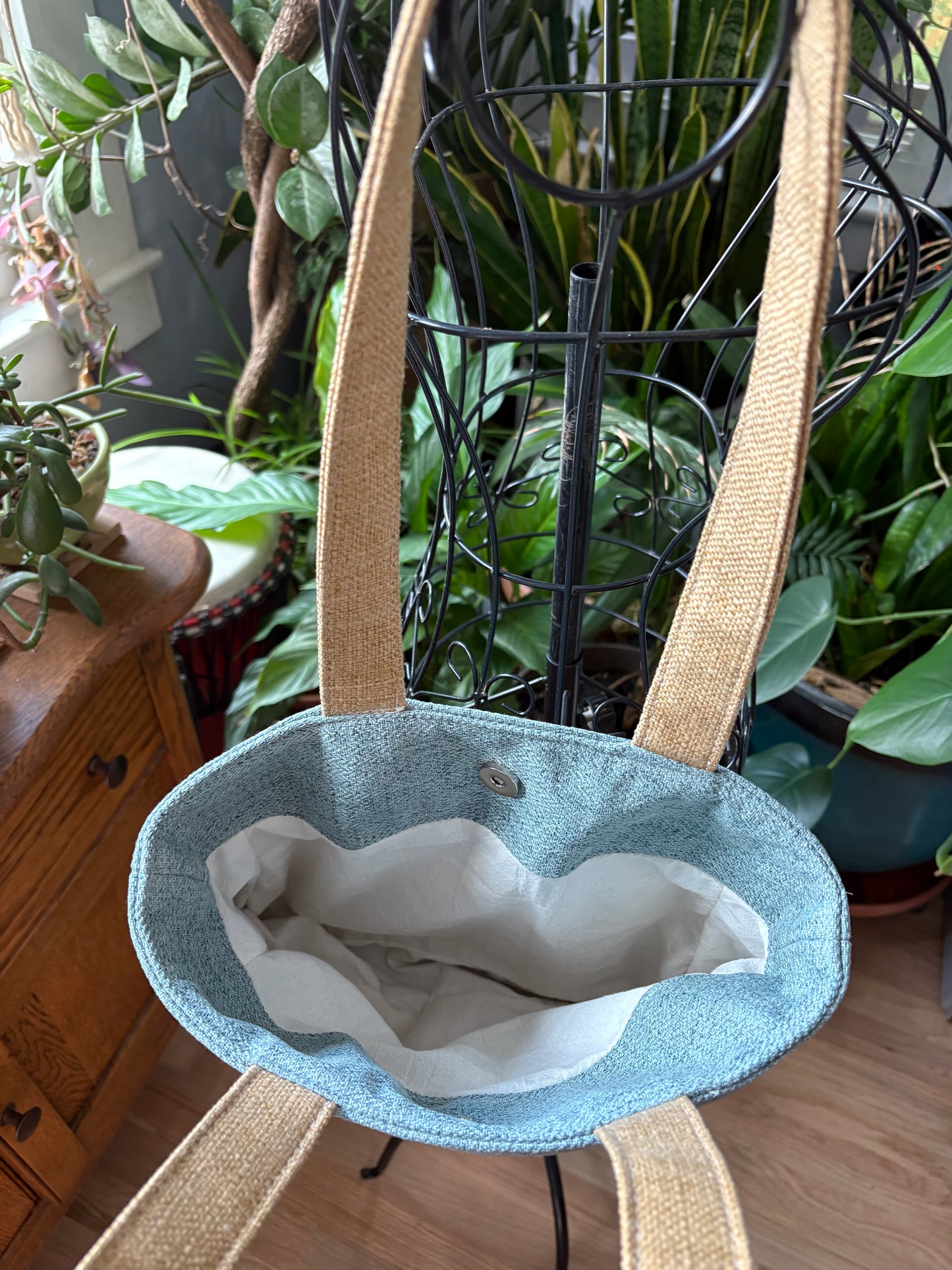 Shoulder bag made from upholstery samples