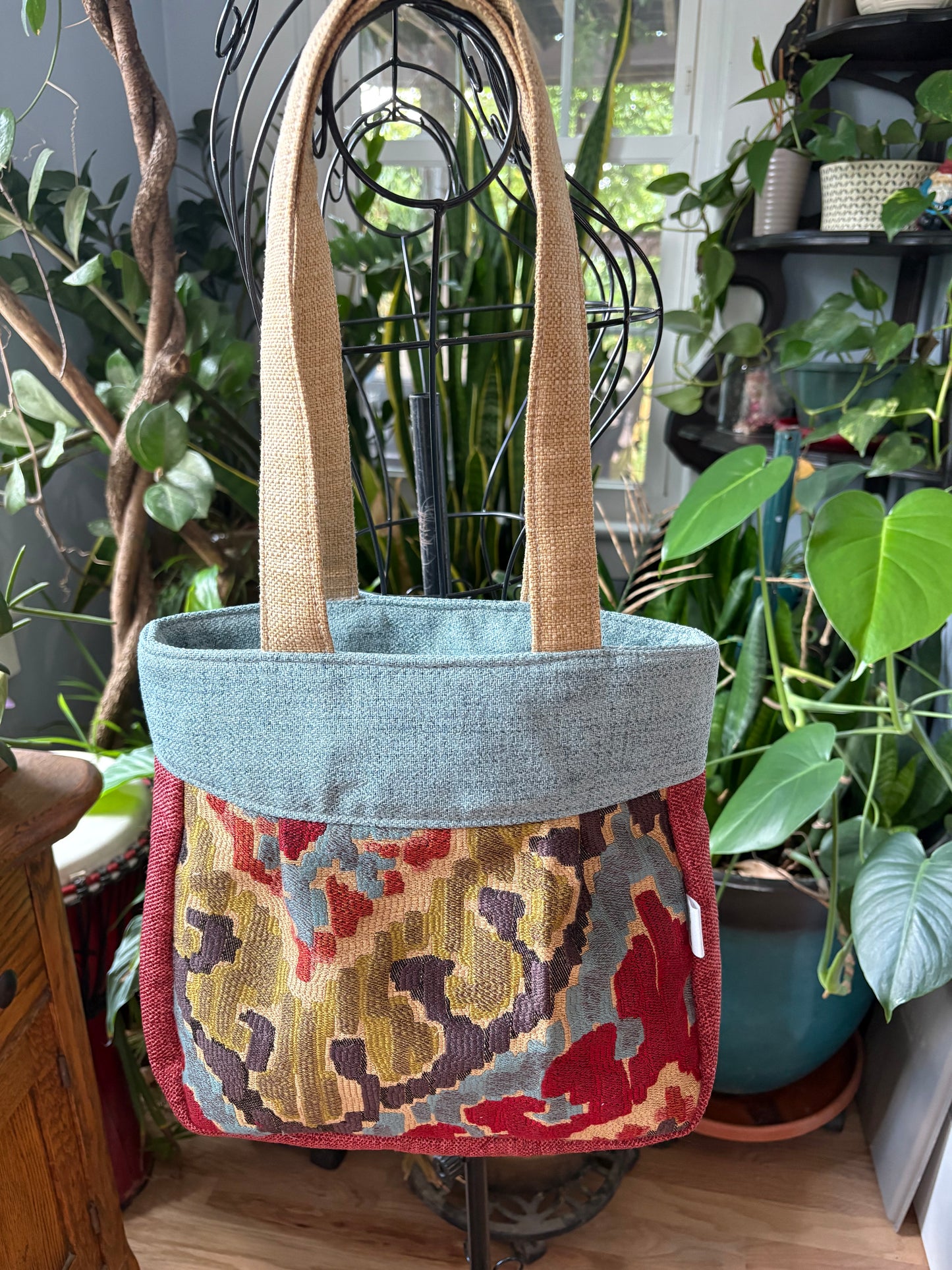 Shoulder bag made from upholstery samples