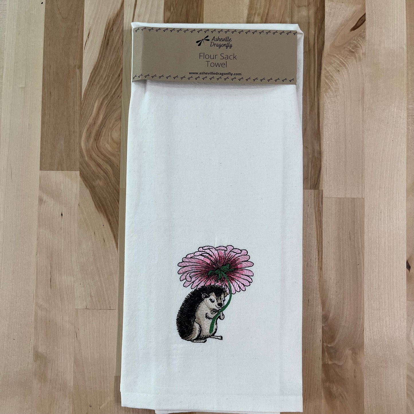 Kitchen Towel - Hedgehog under flower umbrella