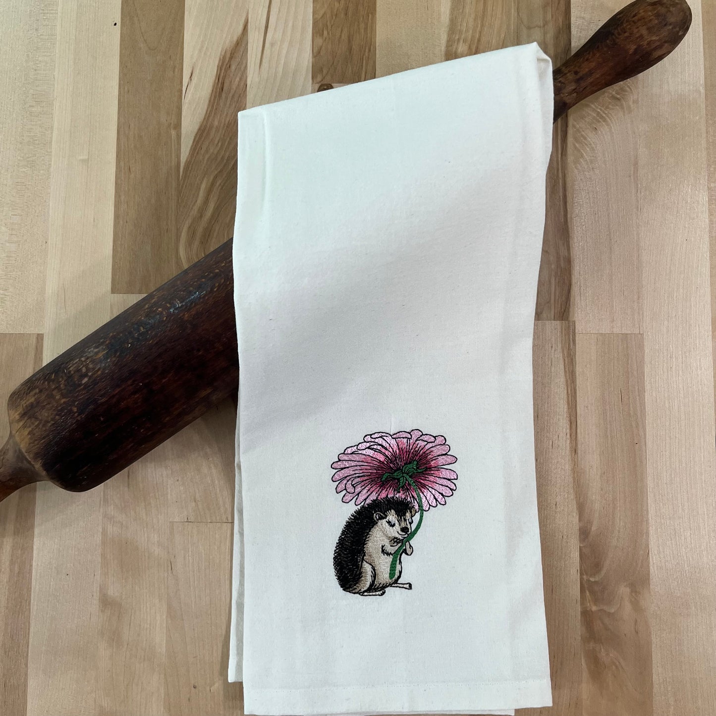 Kitchen Towel - Hedgehog under flower umbrella