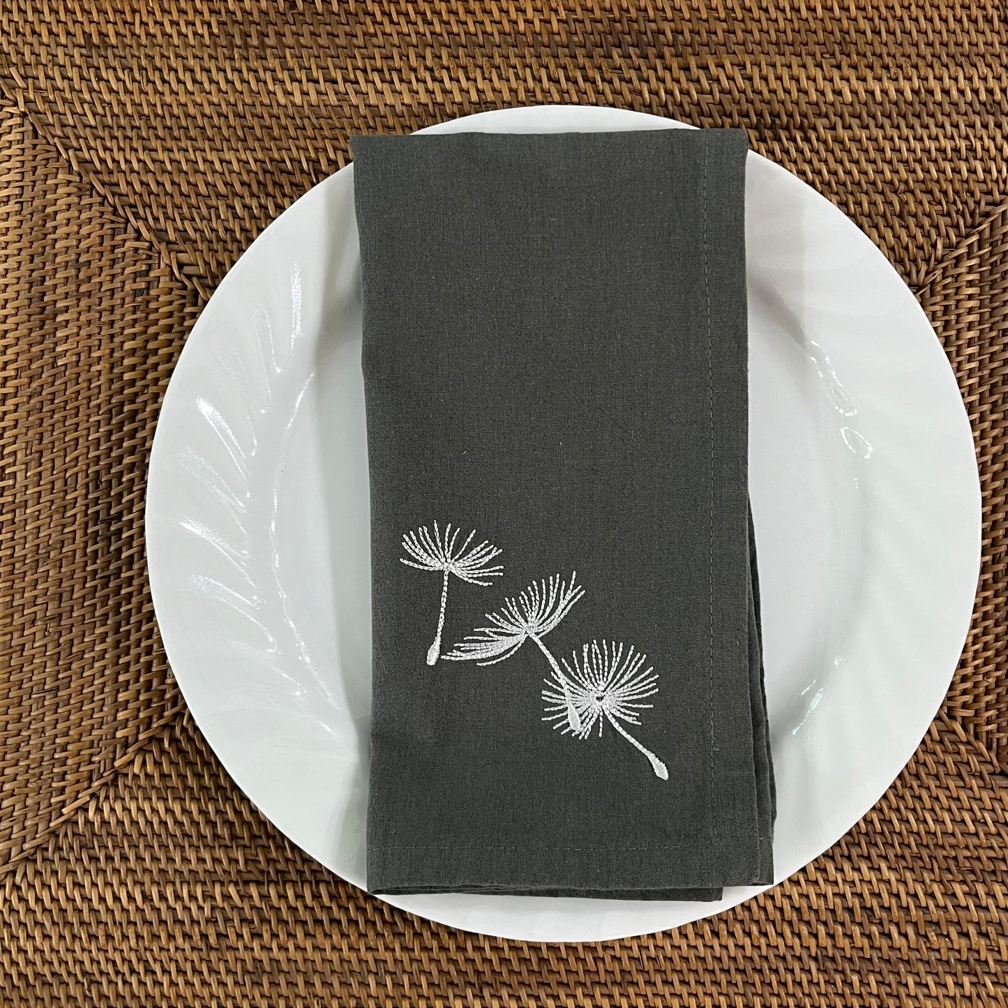 Blowing Dandelions Kitchen Dish Towel in Gray