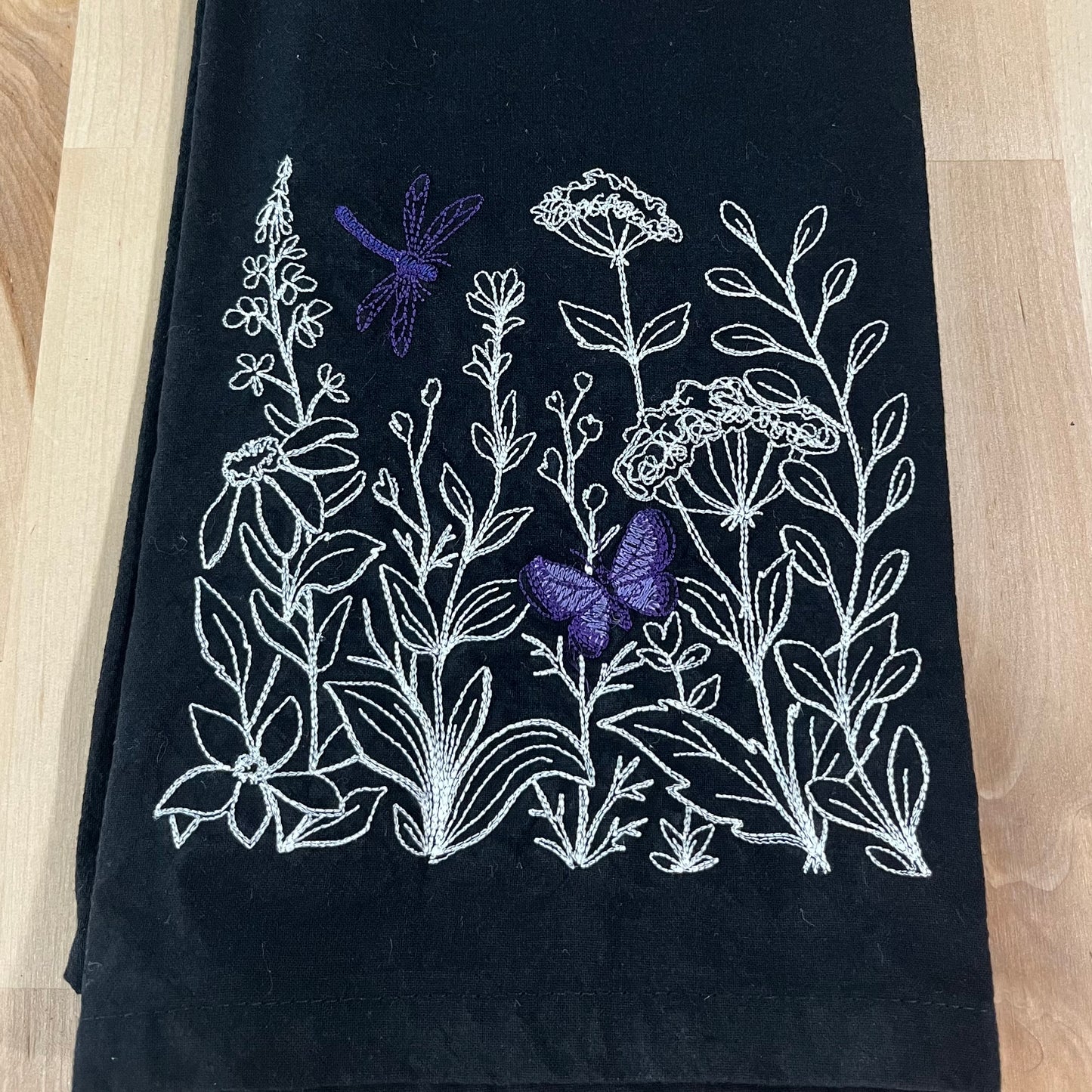 Kitchen Towel - Wildflowers, butterfly, and Dragonfly