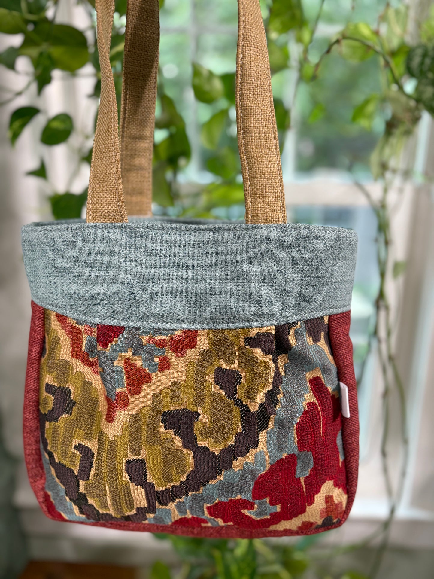 Shoulder bag made from upholstery samples