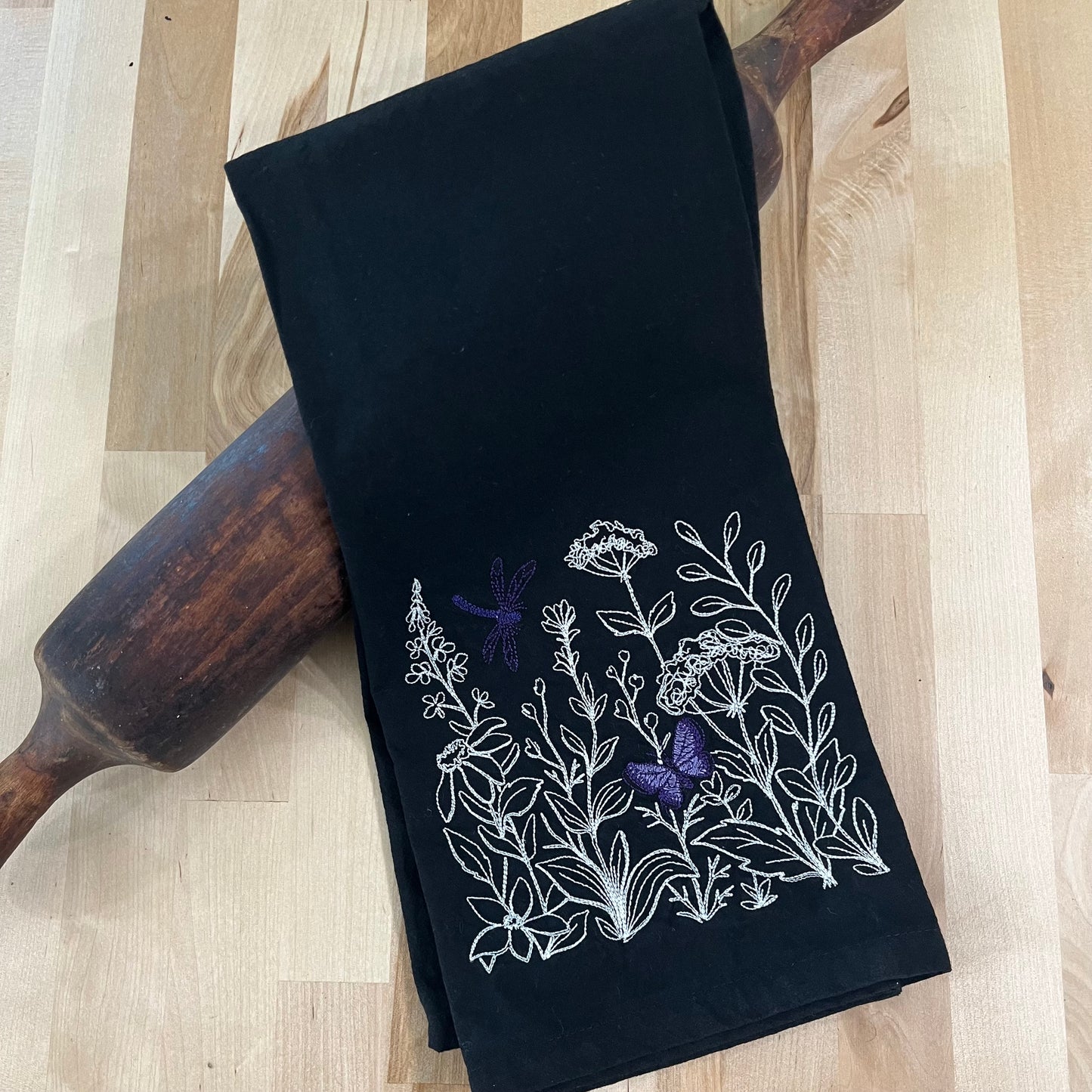 Kitchen Towel - Wildflowers, butterfly, and Dragonfly
