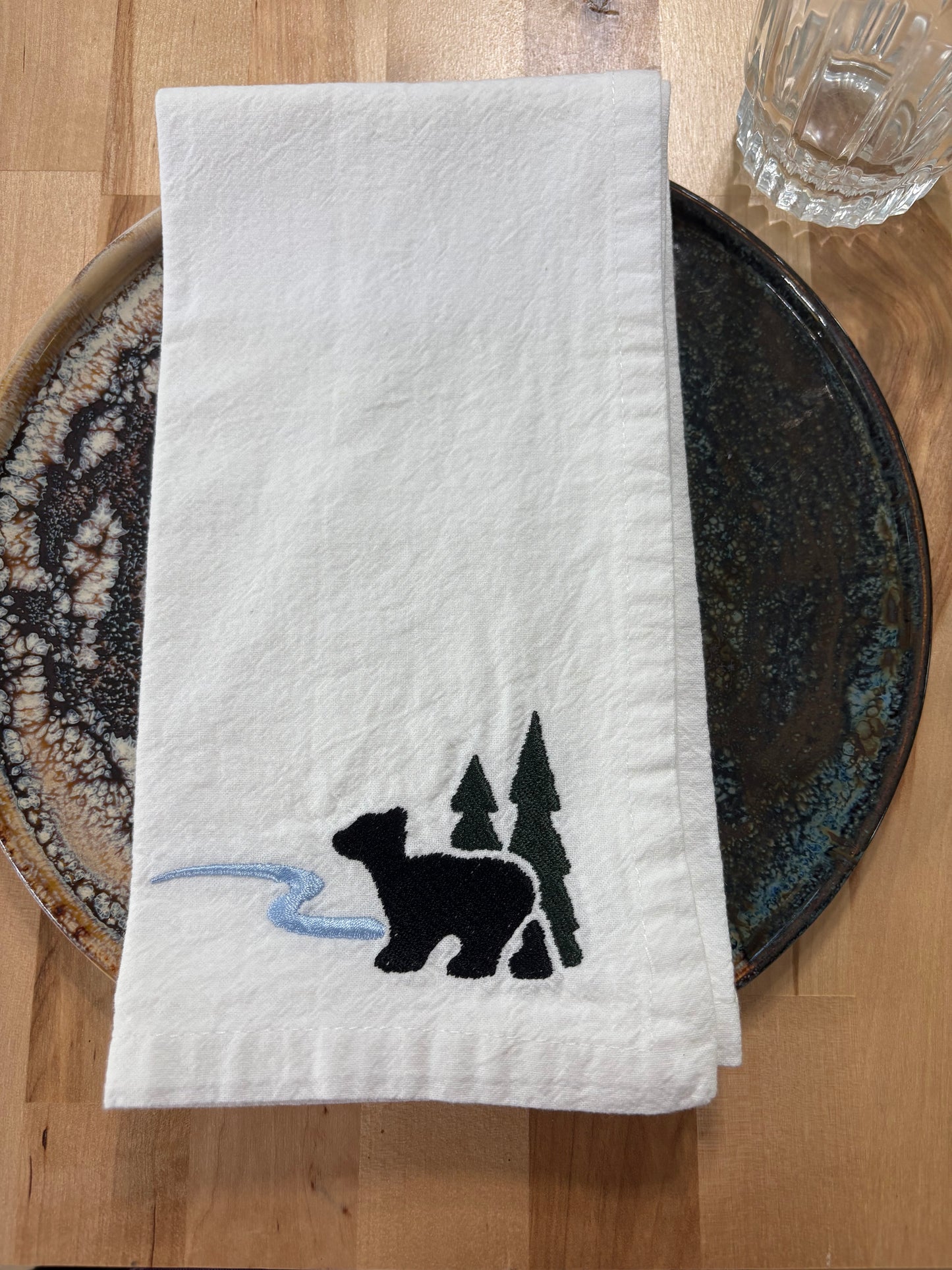 Dinner napkins - black bear in forest