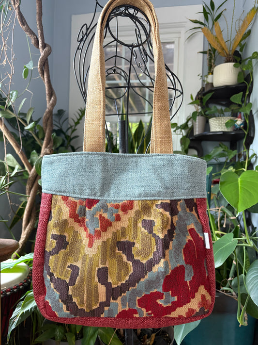 Shoulder bag made from upholstery samples