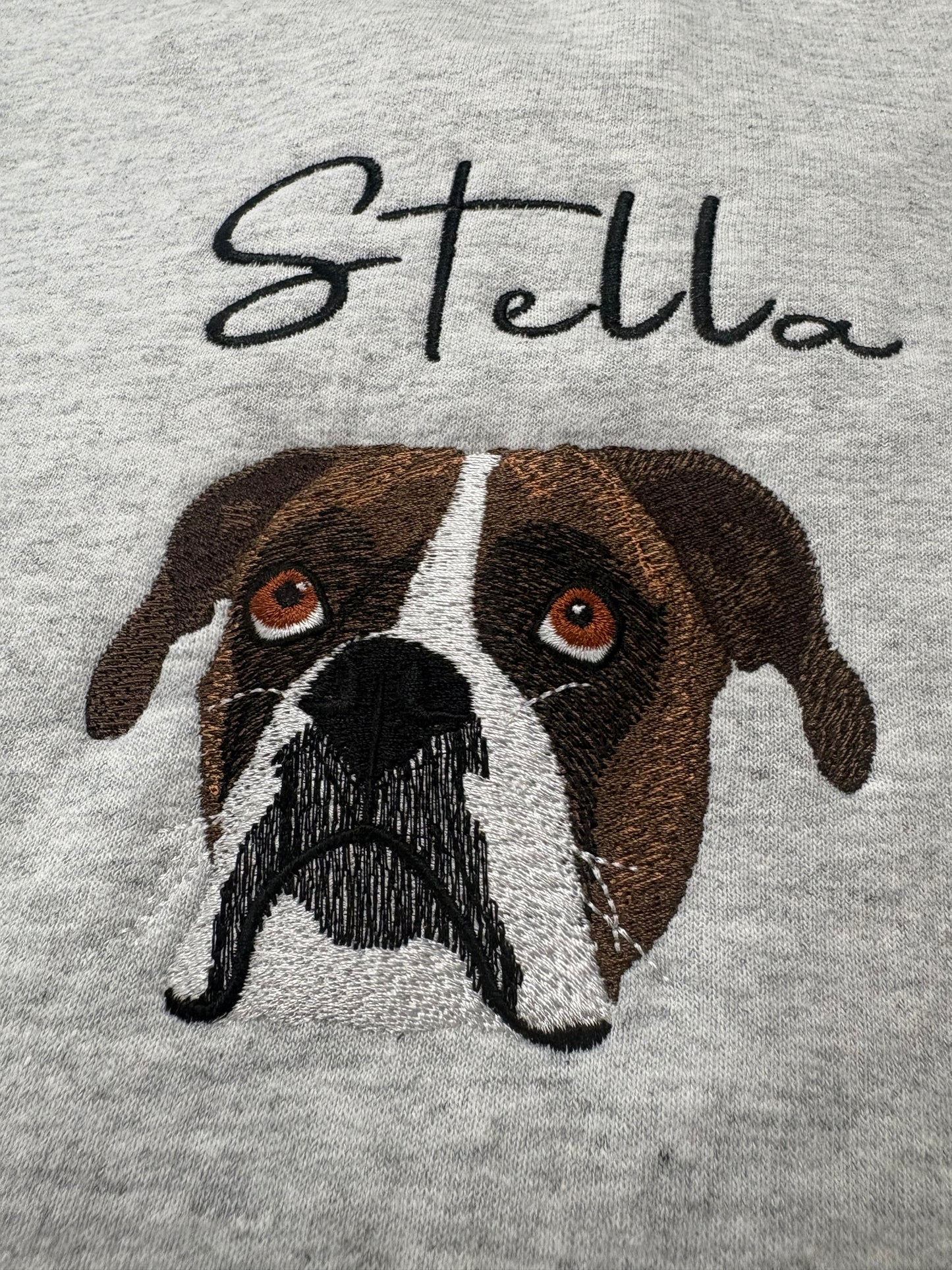 Custom Embroidered Pet Portrait on Sweatshirt