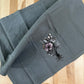 Flower Bouquet Embroidered on Grey Napkin