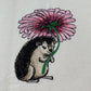 Organic Kitchen Towel - Hedgehog under flower umbrella