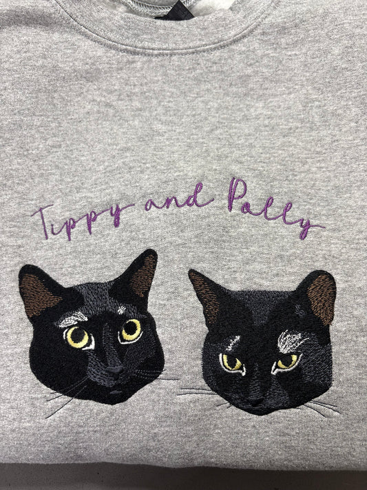Custom Embroidered Pet Portrait on Sweatshirt