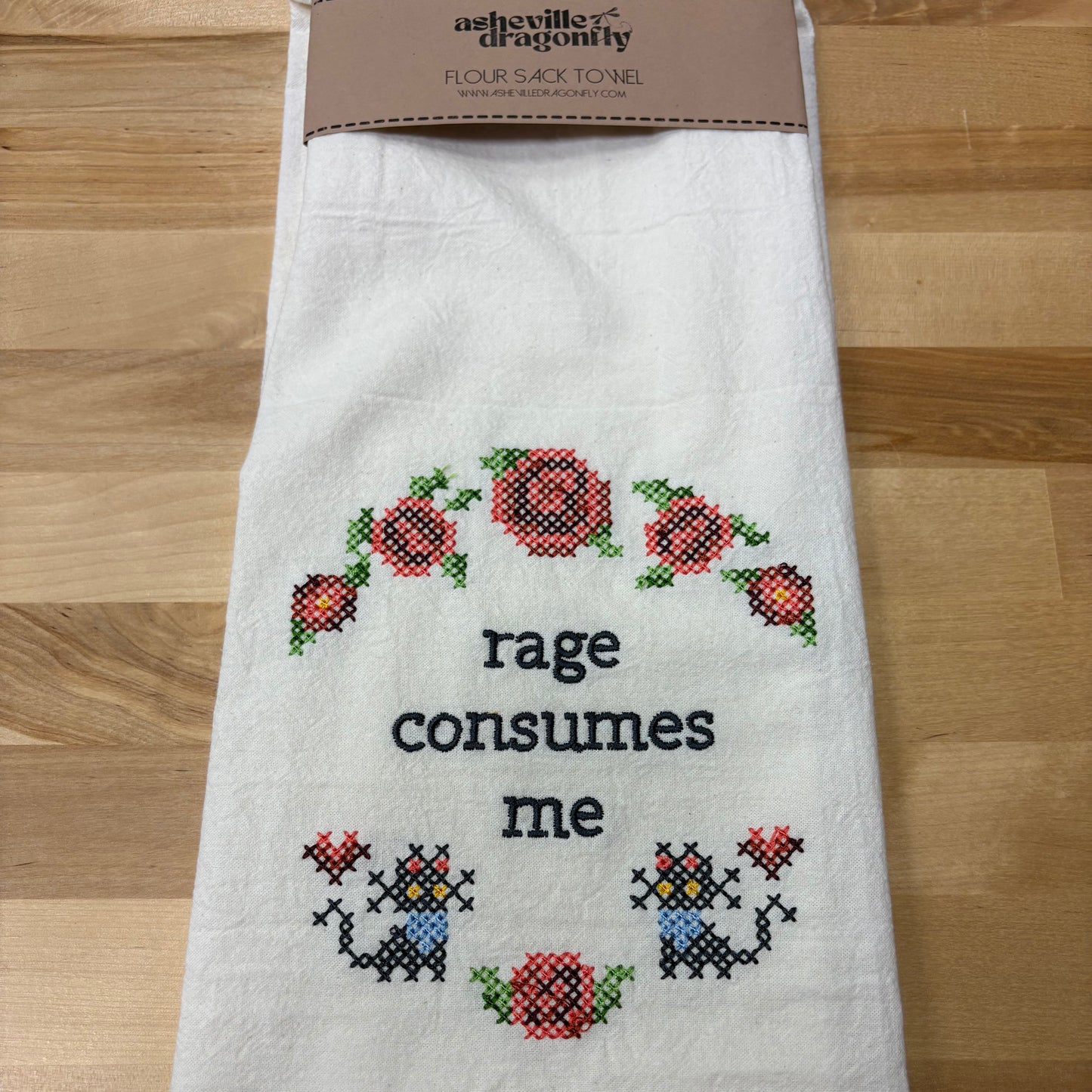 Organic Kitchen towel - rage consumes me