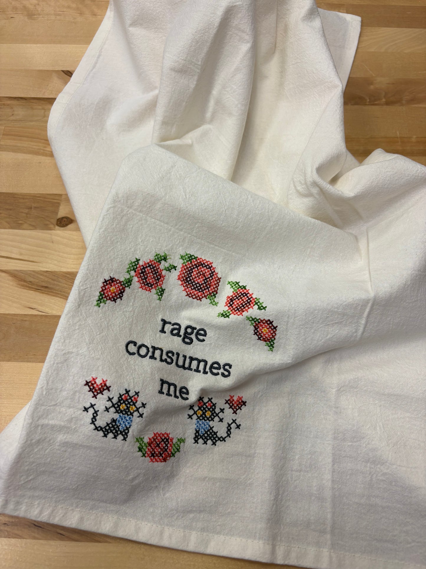 Organic Kitchen towel - rage consumes me