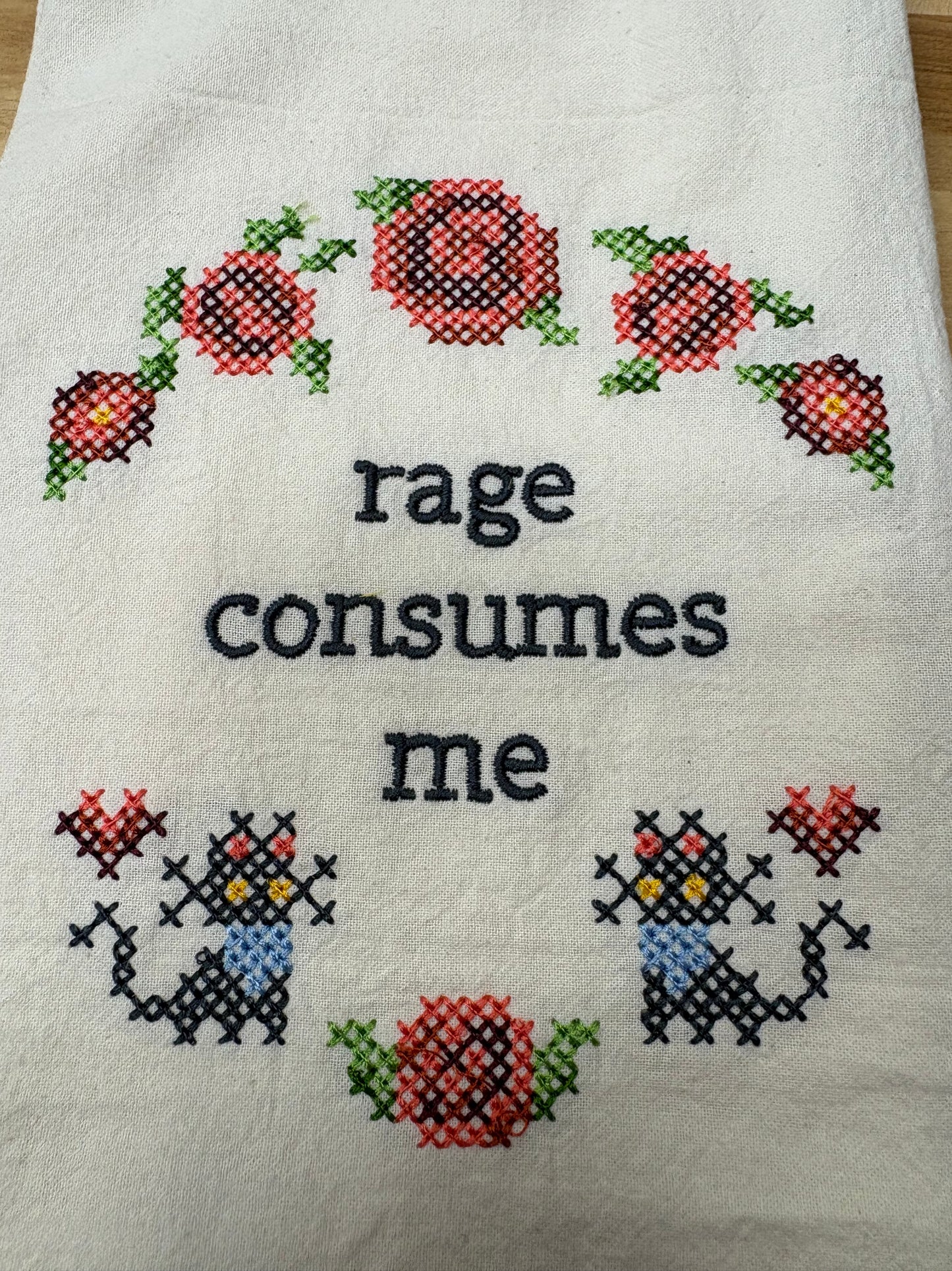 Organic Kitchen towel - rage consumes me
