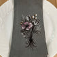 Flower Bouquet Embroidered on Grey Napkin