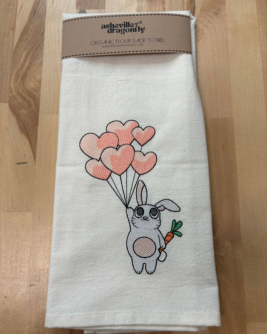 Kitchen Towel - Cute bunny holding balloons