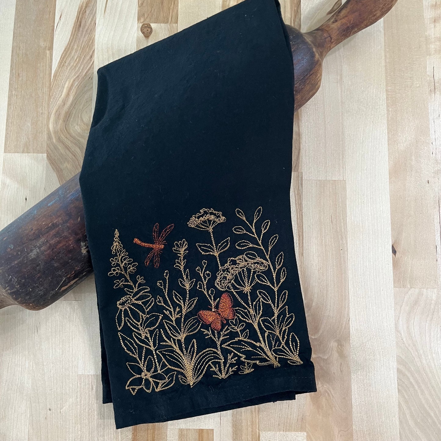 Kitchen Towel - Wildflowers, butterfly, and Dragonfly