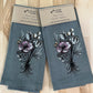 Flower Bouquet Embroidered on Grey Napkin