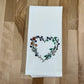 Wildflower heart embroidered on white dinner napkin
