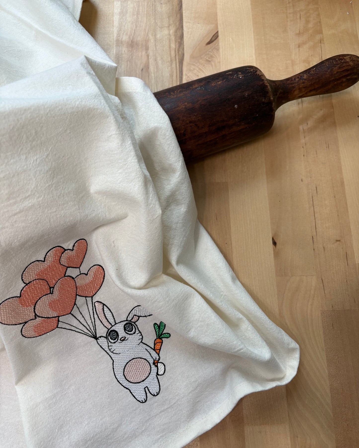 Kitchen Towel - Cute bunny holding balloons